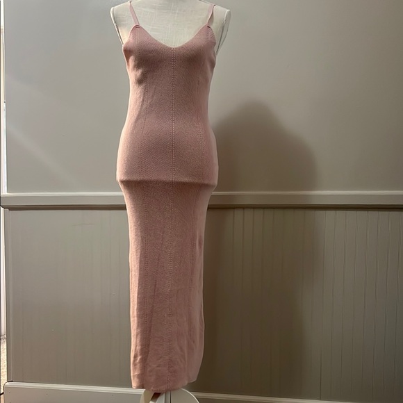 Freshman Pink Ribbed Slip Midi Dress - Picture 2 of 8